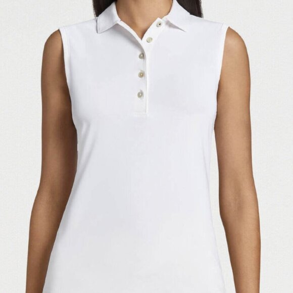 Peter Millar Tops - Peter Millar Women's White Perfect Fit Sleeveless Performance Polo Size L